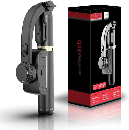 Q08 1-axis Gimbal Stabilizer 3-in-1 Extendable Selfie Stick Tripod-IVXI Single Gimbal for Mobile, Camera Single-Axis wireless Camera Stabilizer