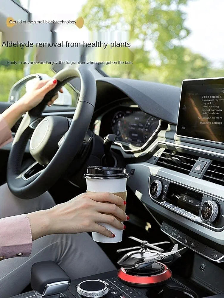 Solar Powered Rotating Helicopter Aromacure Furnishing Air Freshener Tablet for Car Interior